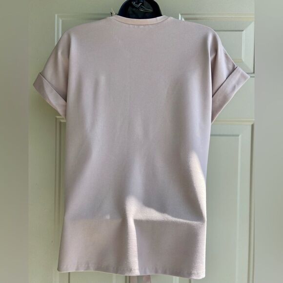 EXPRESS Light Pink Capped Short Sleeve Dressy Top Corset  Waist Blouse Size XS - Picture 4 of 10